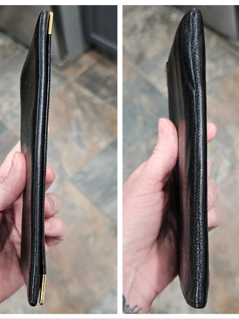 Yves Saint Laurent Black Leather Continental Wallet with Gold Corner Accents - Picture 5 of 16